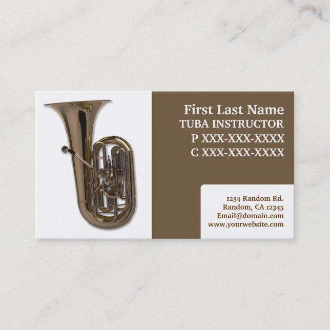 Tuba lessons professional business cards (Front)
