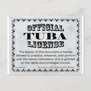 Tuba License Postcard