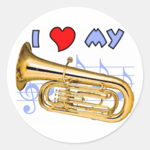 Tuba Love Classic Round Sticker