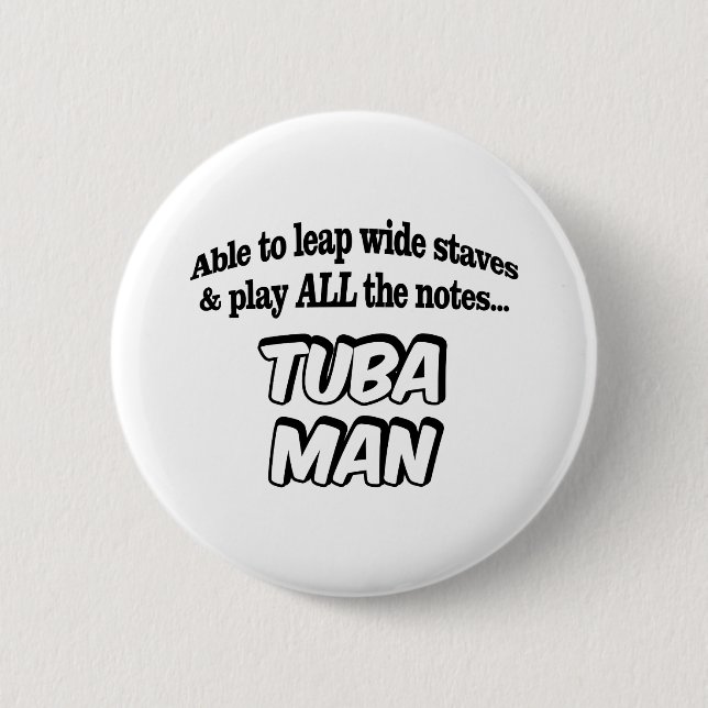 Tuba Man - Music Superhero 6 Cm Round Badge (Front)