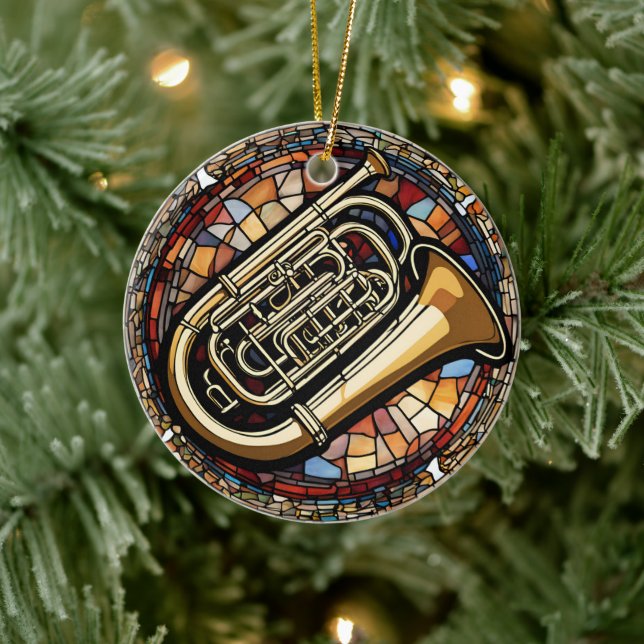 Tuba Music  Ceramic Tree Decoration (Tree)
