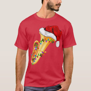 Tuba Music Lover Xmas Lighting Santa Hat Tuba Chri T-Shirt