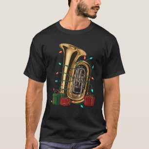 Tuba Music Lover Xmas Lighting Santa Musical Tuba T-Shirt