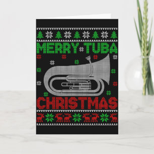 Tuba Music Lover Xmas Lighting Ugly Merry Tuba Chr Card