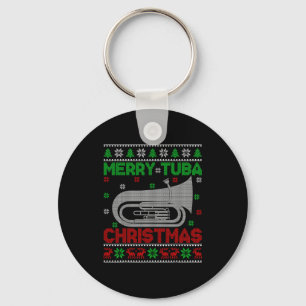 Tuba Music Lover Xmas Lighting Ugly Merry Tuba Chr Key Ring