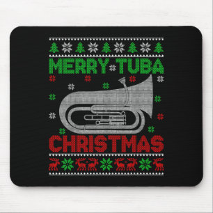 Tuba Music Lover Xmas Lighting Ugly Merry Tuba Chr Mouse Mat