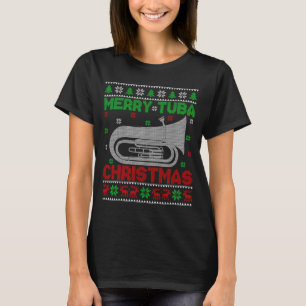 Tuba Music Lover Xmas Lighting Ugly Merry Tuba Chr T-Shirt