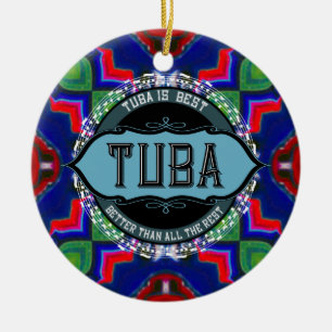 Tuba Music Note Circle Ceramic Tree Decoration