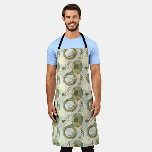 Tuba Music Note Fragments Apron (Worn)