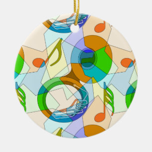 Tuba Music Note Fragments Ceramic Tree Decoration