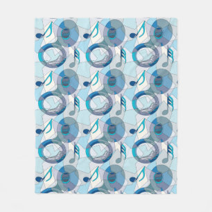 Tuba Music Note Fragments Fleece Blanket