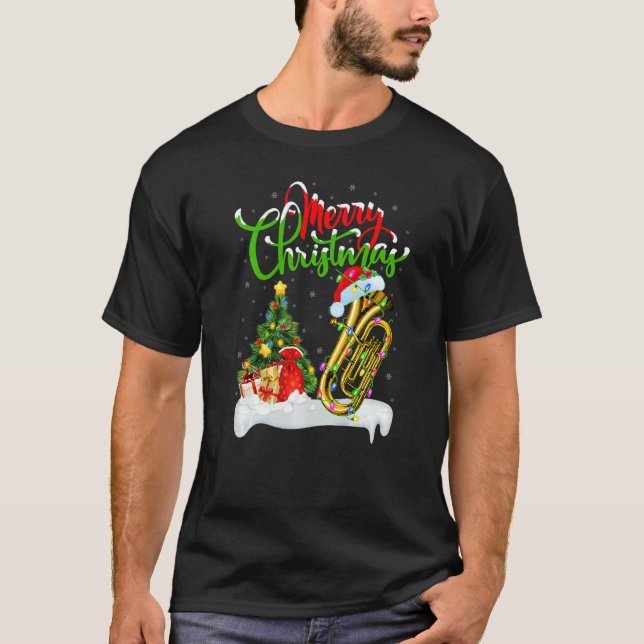 Tuba Music  Xmas Decorations Santa Tuba Christmas T-Shirt (Front)