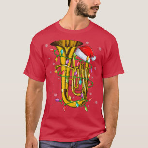 Tuba Music Xmas Lighting Matching Santa Hat Tuba C T-Shirt