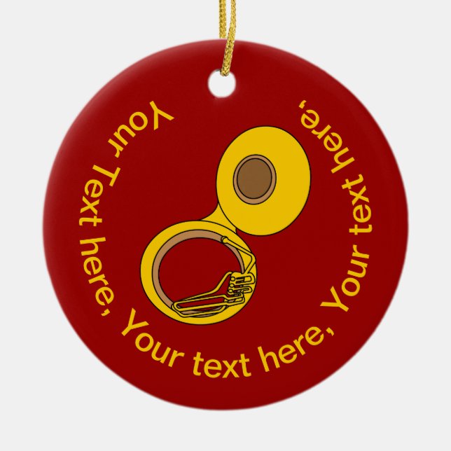 Tuba Musical Instrument Ceramic Tree Decoration (Front)
