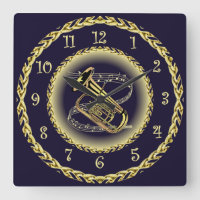 Tuba Musical Scroll ~ Gold and Navy Blue ~