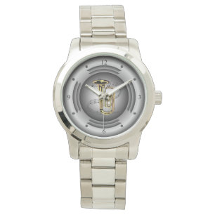 Tuba ~ Musical Scroll ~ Silver Speaker ~ Watch
