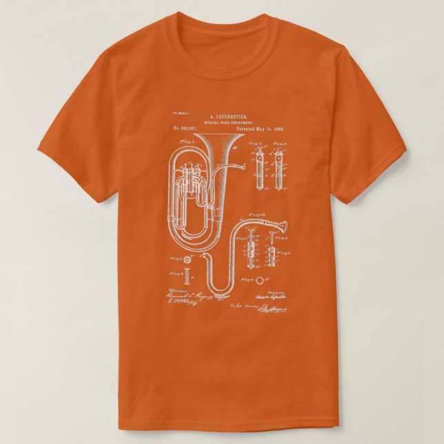 Tuba Patent Graphic Blueprint T-Shirt (Design Front)