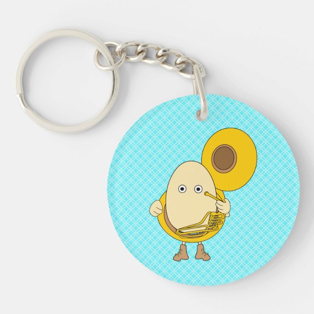 Tuba Player Egghead Key Ring (Front)
