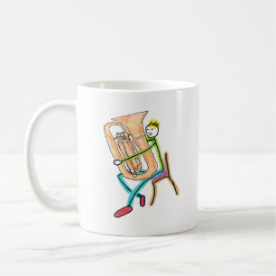 Tuba Playing Stickman Coffee Mug