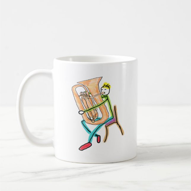 Tuba Playing Stickman Coffee Mug (Left)
