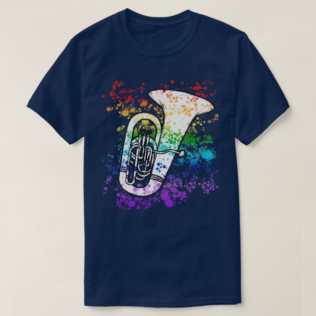Tuba Rainbow Colours Tubaist Brass Musician T-Shirt (Design Front)