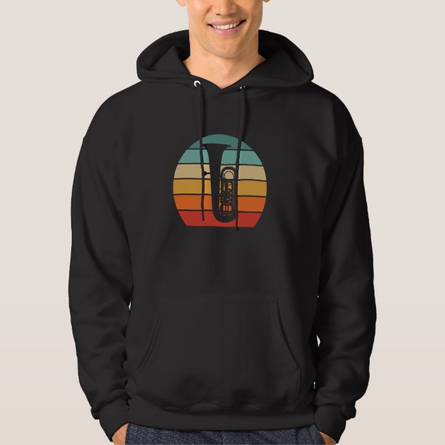 Tuba retro sunset tubist brass music motif for tub hoodie (Front)
