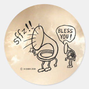 Tuba Sneeze Border Classic Round Sticker