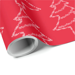 Tuba Text Christmas Tree Wrapping Paper