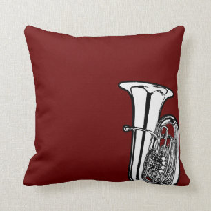 Tuba Throw Pillow Punch of Crimson