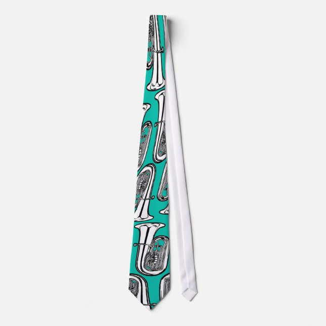 Tuba Tie with Abstract Pattern in Dark Turquoise (Front)