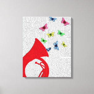 Tuba with Butterflies Canvas Print