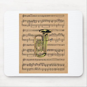 Tuba ~ With Sheet Music Background Mouse Mat