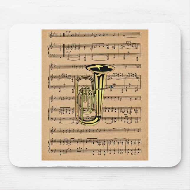 Tuba ~ With Sheet Music Background Mouse Mat (Front)