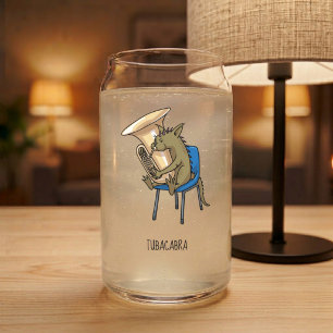 Tubacabra Tuba Player Chupacabra Wordplay Artwork Can Glass
