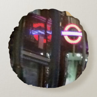TUBE LONDON UNDERGROUND METRO TRAIN NEON LIGHTS ROUND CUSHION