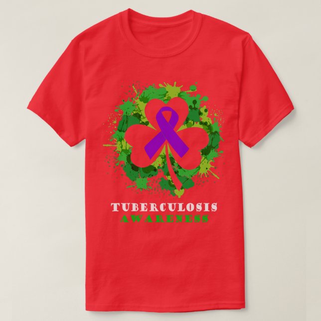 Tuberculosis Awareness Ribbon Shamrock Saint Patri T-Shirt (Design Front)