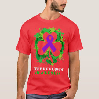 Tuberculosis Awareness Ribbon Shamrock Saint Patri T-Shirt