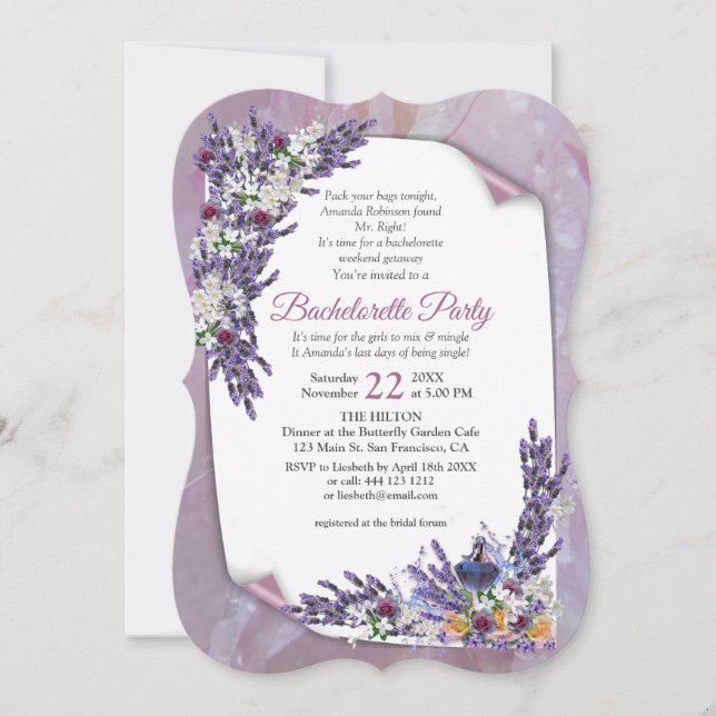 Tuberose & Lavender Blooms Invitation (Front)