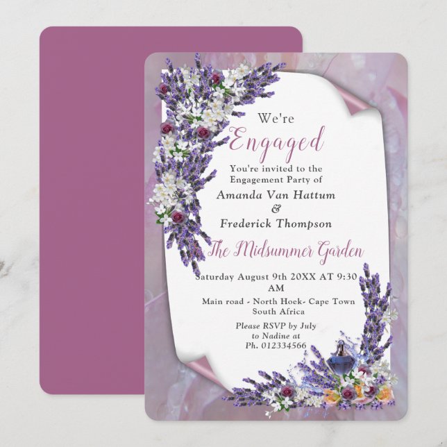 Tuberose & Lavender Blooms Invitation (Front/Back)