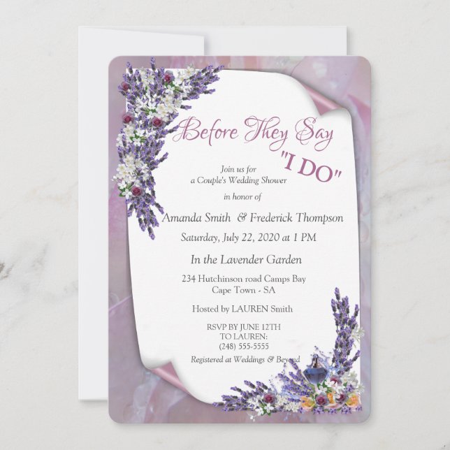 Tuberose & Lavender Blooms Invitation (Front)