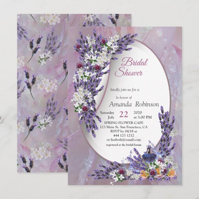 Tuberose & Lavender Blooms Invitation (Front/Back)