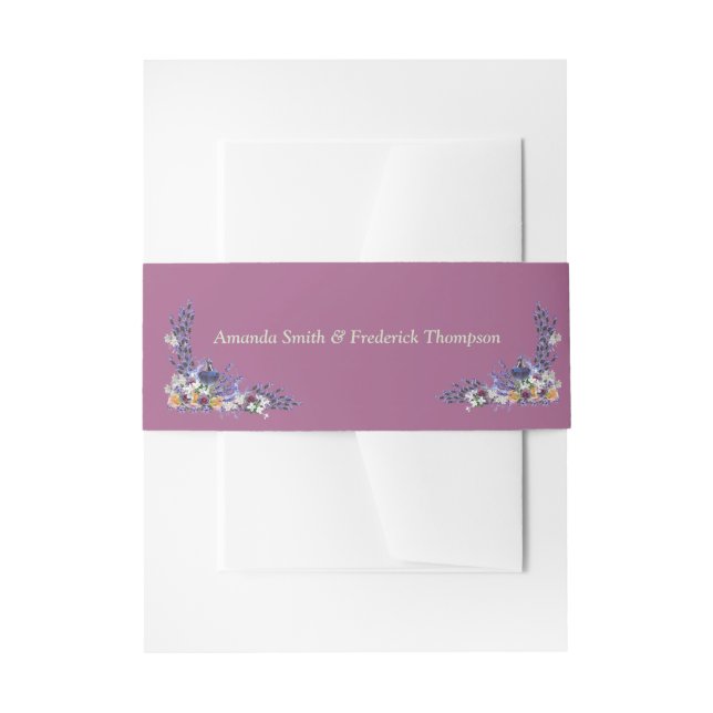 Tuberose & Lavender Blooms Invitation Belly Band (Front Example)