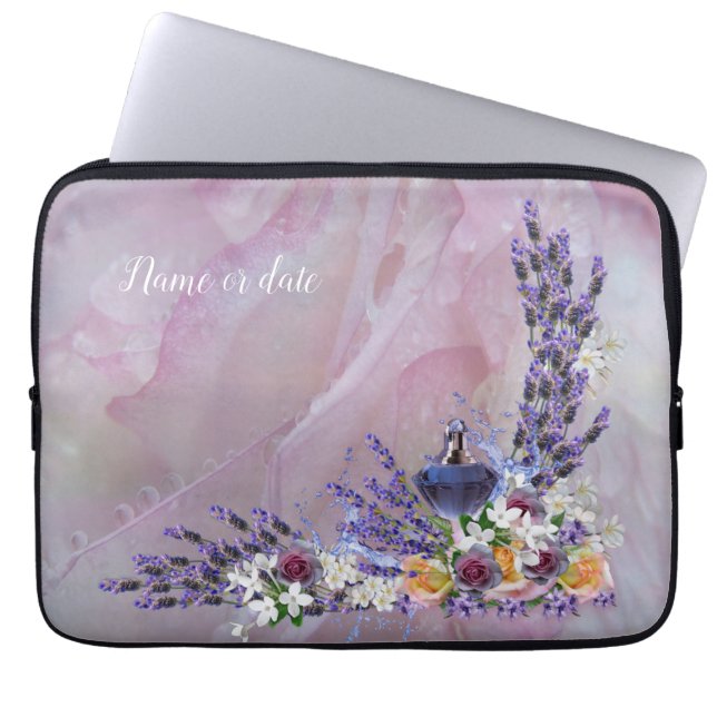 Tuberose & Lavender Blooms Laptop Sleeve (Front)