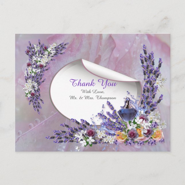 Tuberose & Lavender Blooms Thank You Announcement Postcard (Front)