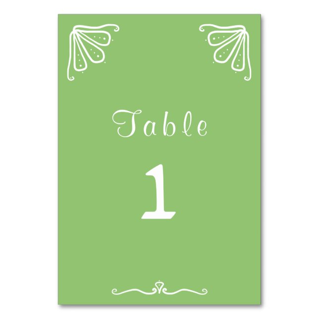 Tuberose Personalized Wedding Table Number Card (Front)