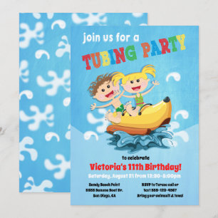 Tubing banana boat birthday party invitations
