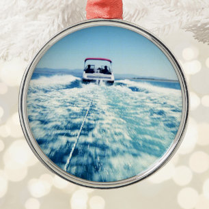 Tubing Behind Speed Boat Metal Tree Decoration