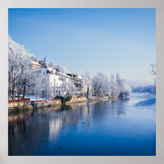 Tübingen, Germany after snowfall Poster