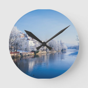 Tübingen, Germany after snowfall Round Clock