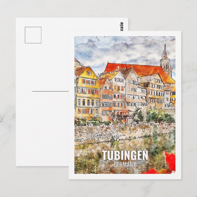 Tubingen Germany Famous Travel Place Watercolor Postcard (Front/Back)